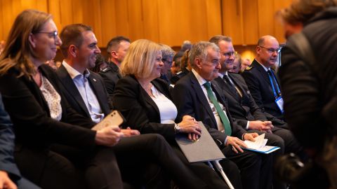 Nancy Faeser, Herbert Reul and Philipp Lahm in the audience at the opening ceremony